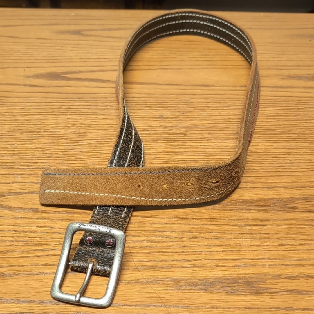 Ben Sherman Leather Belt with Silver Buckle